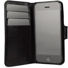 泰格斯iPhone 5 Magia Wallet钱夹侧翻盖真皮保护套（黑，背板魔术贴）TFD010AP-50