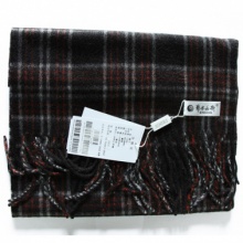 鄂尔多斯100%山羊绒围巾（150*30cm）黑白红格